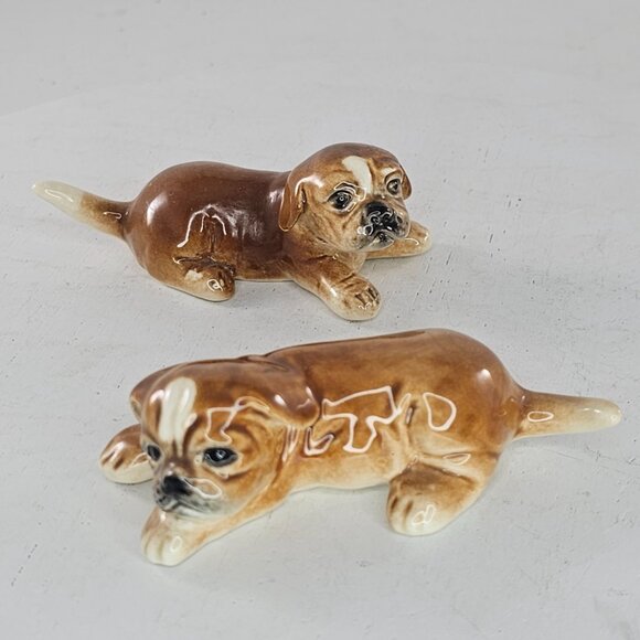 Vintage Goebel West Germany Boxer Puppy Dog Figurines Set Of 2 - Picture 2 of 9